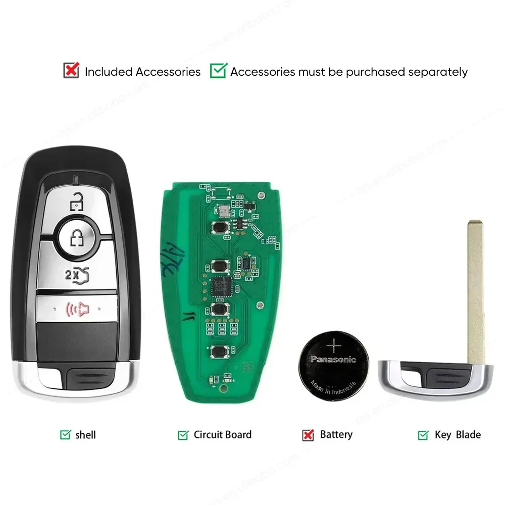 Autel IKEYFD004AH IKEY 4 Buttons Smart Key for Ford Used with Altra Car Key Programmer OBD2 Scanner KM100 IM508 IM608S II