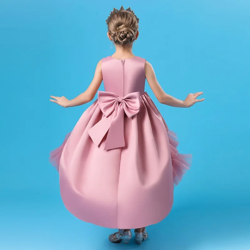 European custom design first communion cake skirt gauze party folding performance acting formal dress for kids girls