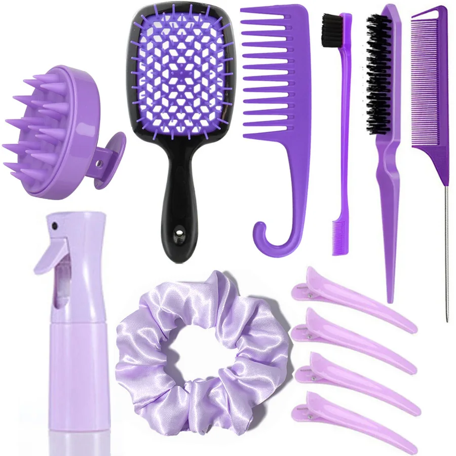 Amazo Salon Hair Kit Cheap Spraying Bottle Silicone Hair Washing Massage Brush Mouse Tail Hair Tools