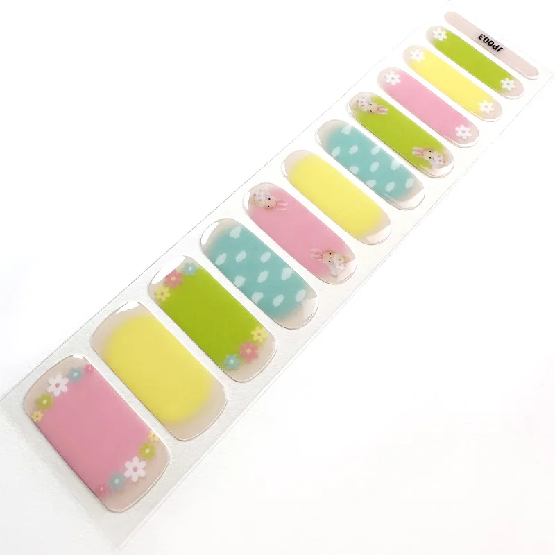 Wholesale Nail Stickers Korean Customized Design Color Semi Cured Gel Nail Strips