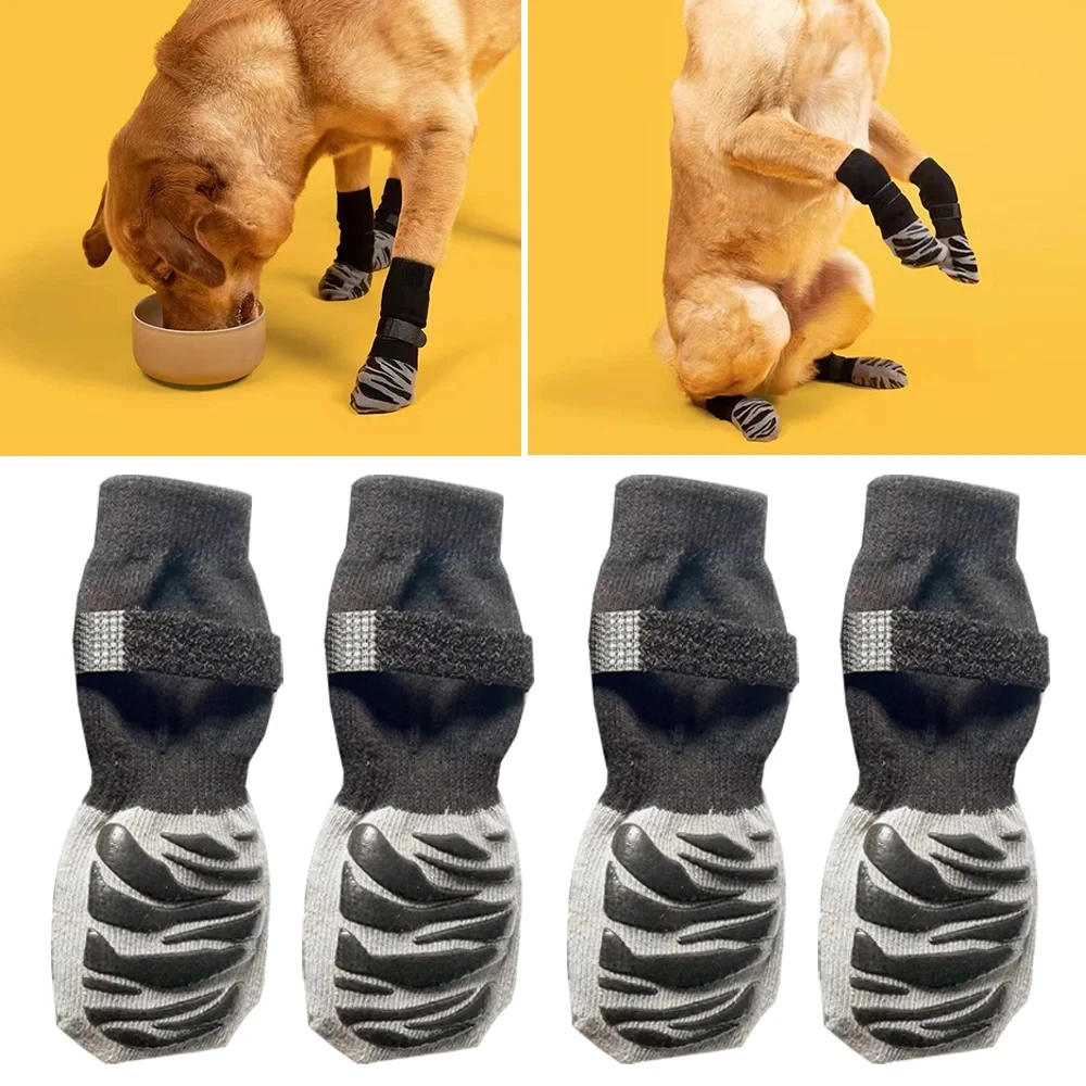Non-Slip Dog Socks Booties Anti-Slip Dog Shoes for Hardwood Floors - Extra-Thick Grip Great for Dog Paw Protection