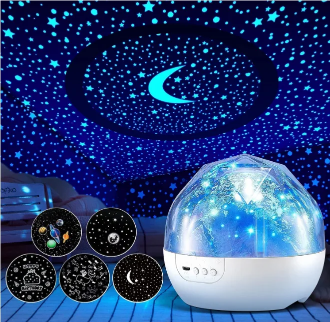One Fire Solar System Projector Night Light for Kids, 360 Rotating + 5 Films Kids Night Light Projector, Space Light Projector