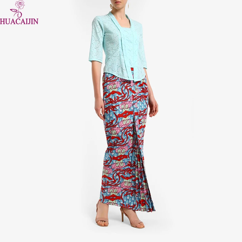 Hotsale Singapore Baju Malayu Cyan Pattern Malaysia Kebaya Loose Design Baju Kurung Indonesia Women Daily Dress Turkey Clothing