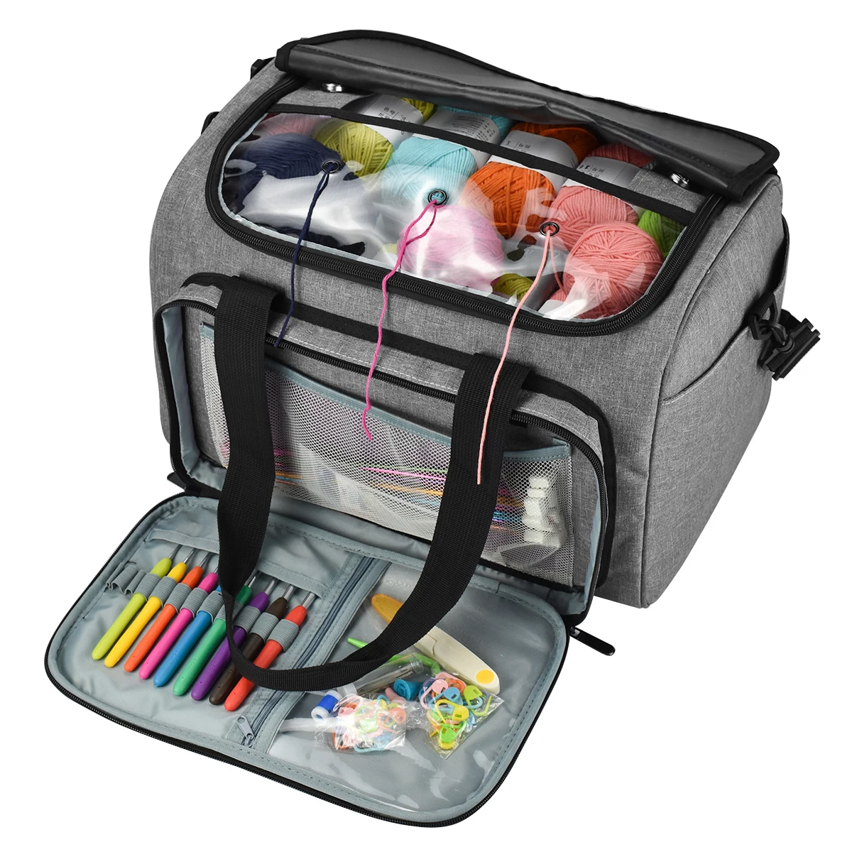 Large Yarn Storage Holder For Needles Crochet Hooks Knit Project Sewing Accessories Knitting Organizer Tote Bag