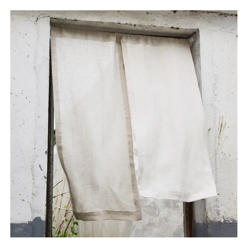 100% Linen Door Curtain Japanese Simple Style Bedroom Bathroom Kitchen Partition Curtain Support Custom Linen Door Curtain