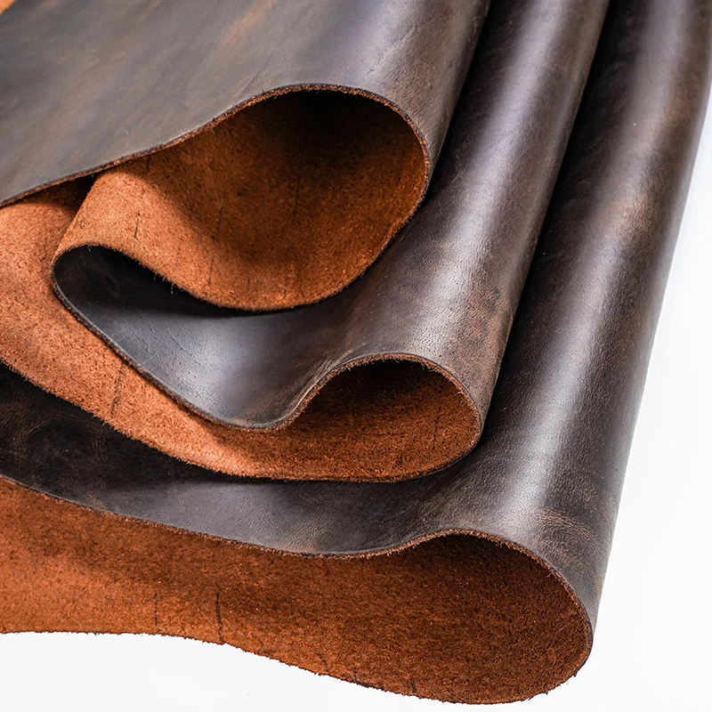 Shoes Colors Material Genuine Leather Supplier Dark Brown Crazy Horse Leather Cow Hide Cattle Real Leather Full Grain Cowhide