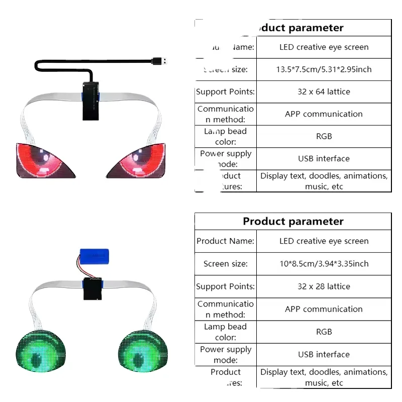 32*24 пикселей RGB Светодиодные глаза экран управления телефоном анимированные Автомобильные фары дисплей светодиодные программируемый подмигивая глаз светодиодный