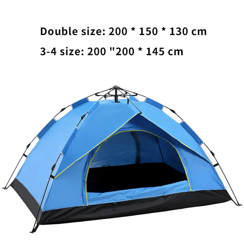 Outdoor 3-4 people beach thickening rainproof 2 people picnic automatic double camping speed open four-sided tent