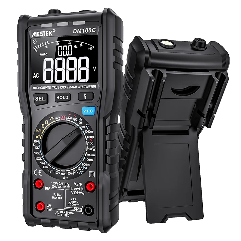 Цифровой мультиметр MESTEK, Амперметр для измерения температуры, напряжения и сопротивления, 10000 отсчетов, AC/DC