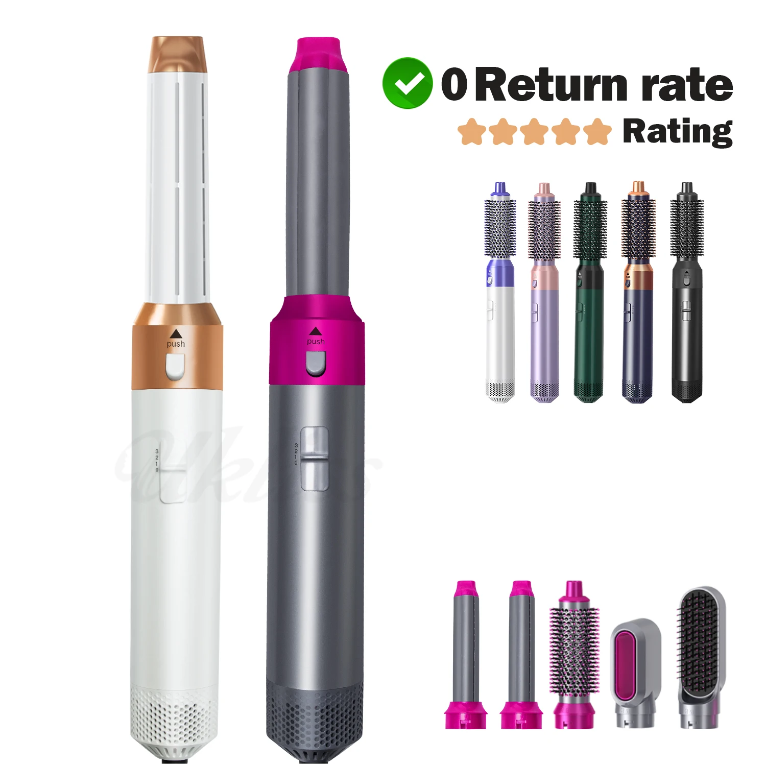 5 in 1 Air Styler with leather case one step hair dryer and volumizer blow dry brush for curling drying straightening