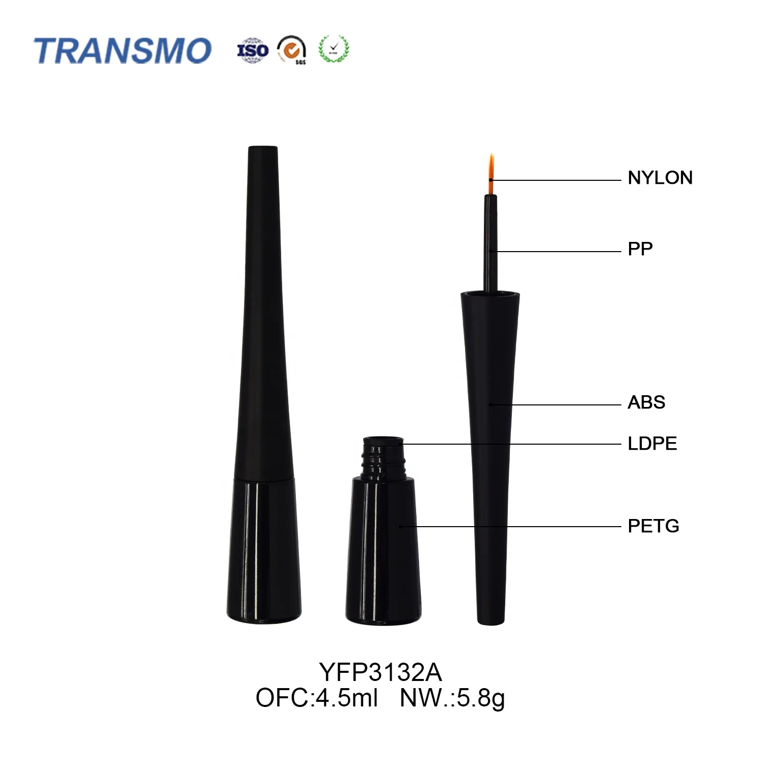Custom logo eyelash glue serum bottle cone shape eyeliner tube 4.5ml liquid eyeliner bottle
