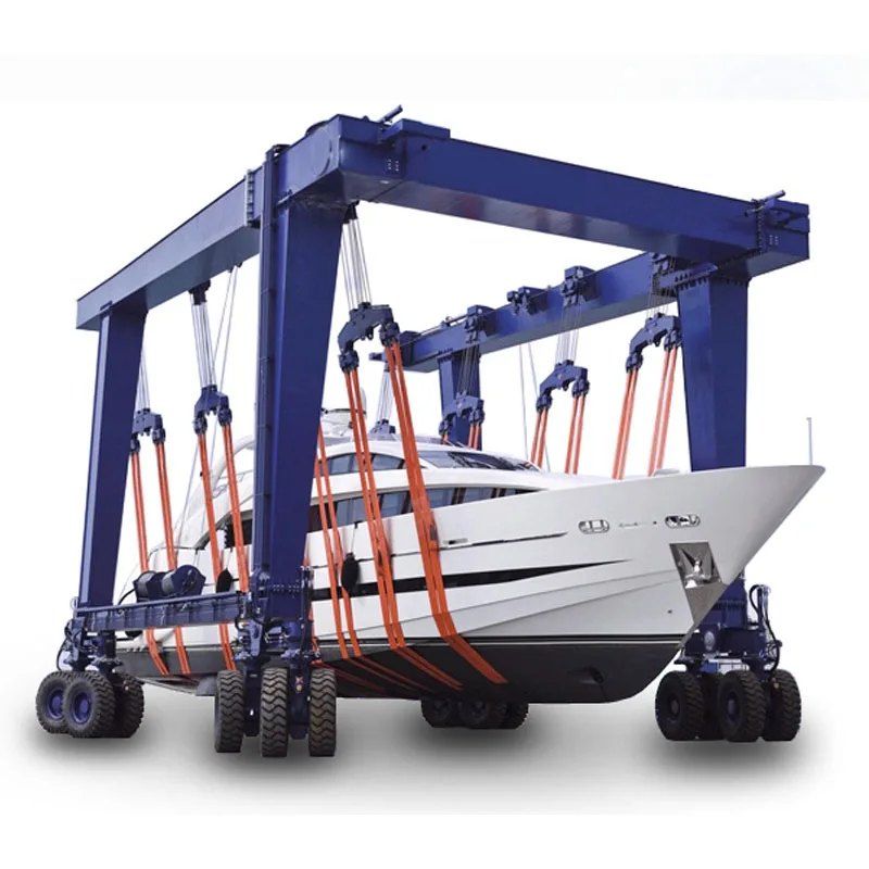 Mobile Ship Lift Gantry Crane 50 Ton 100 Ton 300 Ton Yacht Lifting Rubber Tire Straddle Carrier Crane