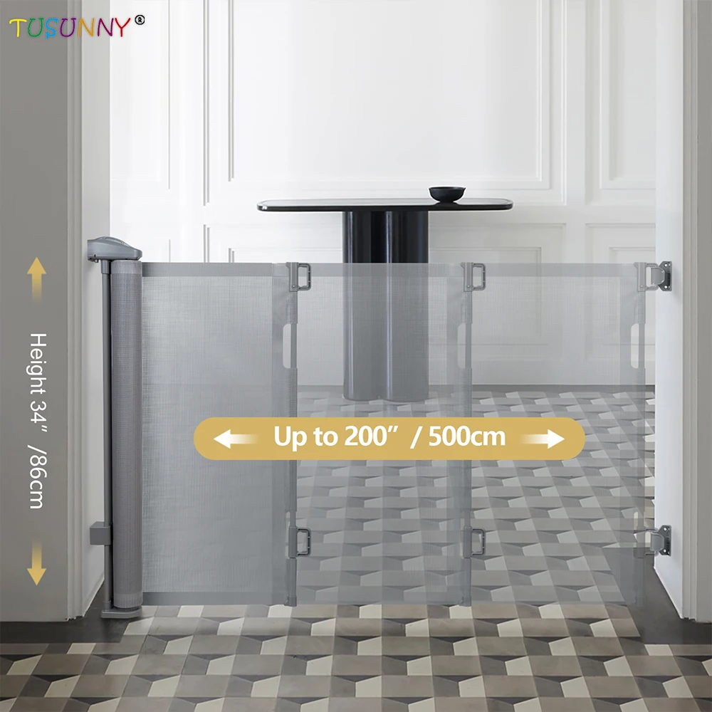 Extendable child safety fence Aluminium baby safety gate for stairs