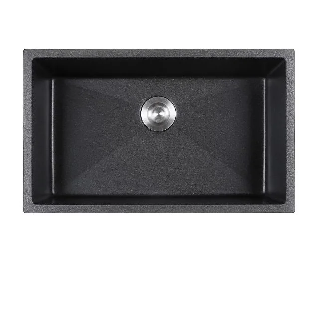 Without faucet feature rectangular bowl shape undermount installation type Composite granite quartz kitchen sink 3018