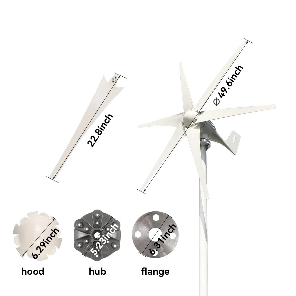 12V 24V 48V Turbine Wind Generator Horizontal Type Wind Power Generation System 500W 800W