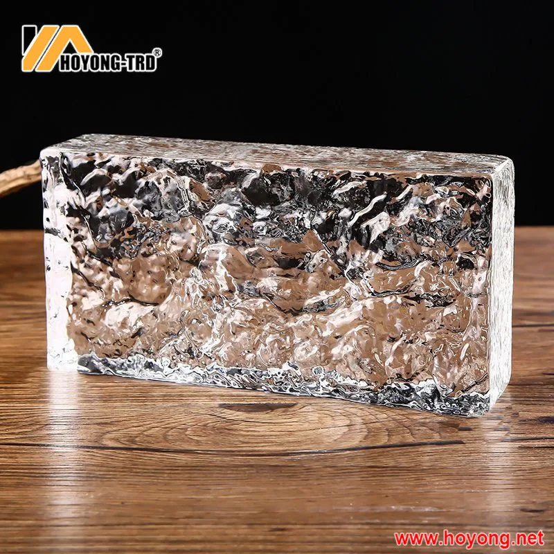 Clear ice textured glass blocks with grooved card slots Customizable color crystal glass blocks Glass blocks