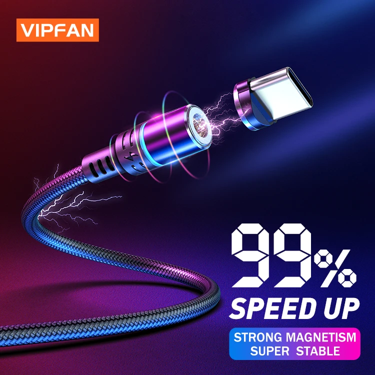 Manufacturing factory  oem logo Aluminum shell nylon braid led micro usb magnetic charging cable phone