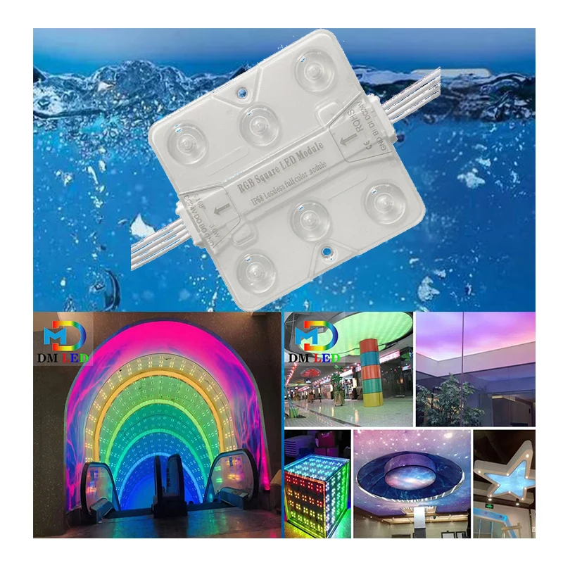 High brightness RGB square 6led module for signs smd3030 3.5w dc24v 5years warranty outdoor ip68 rgb 16703 ic module led light
