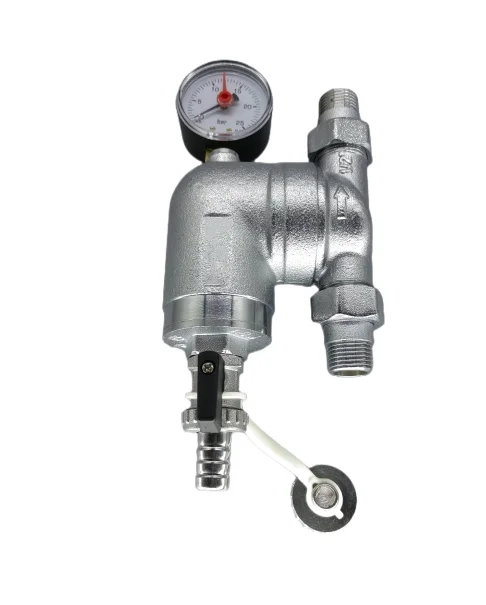 Factory direct supply m-m connection chrome plated filter valve/MALE-MALE CHROME-PLATED STRAINER WITH PRESSURE GAUGE