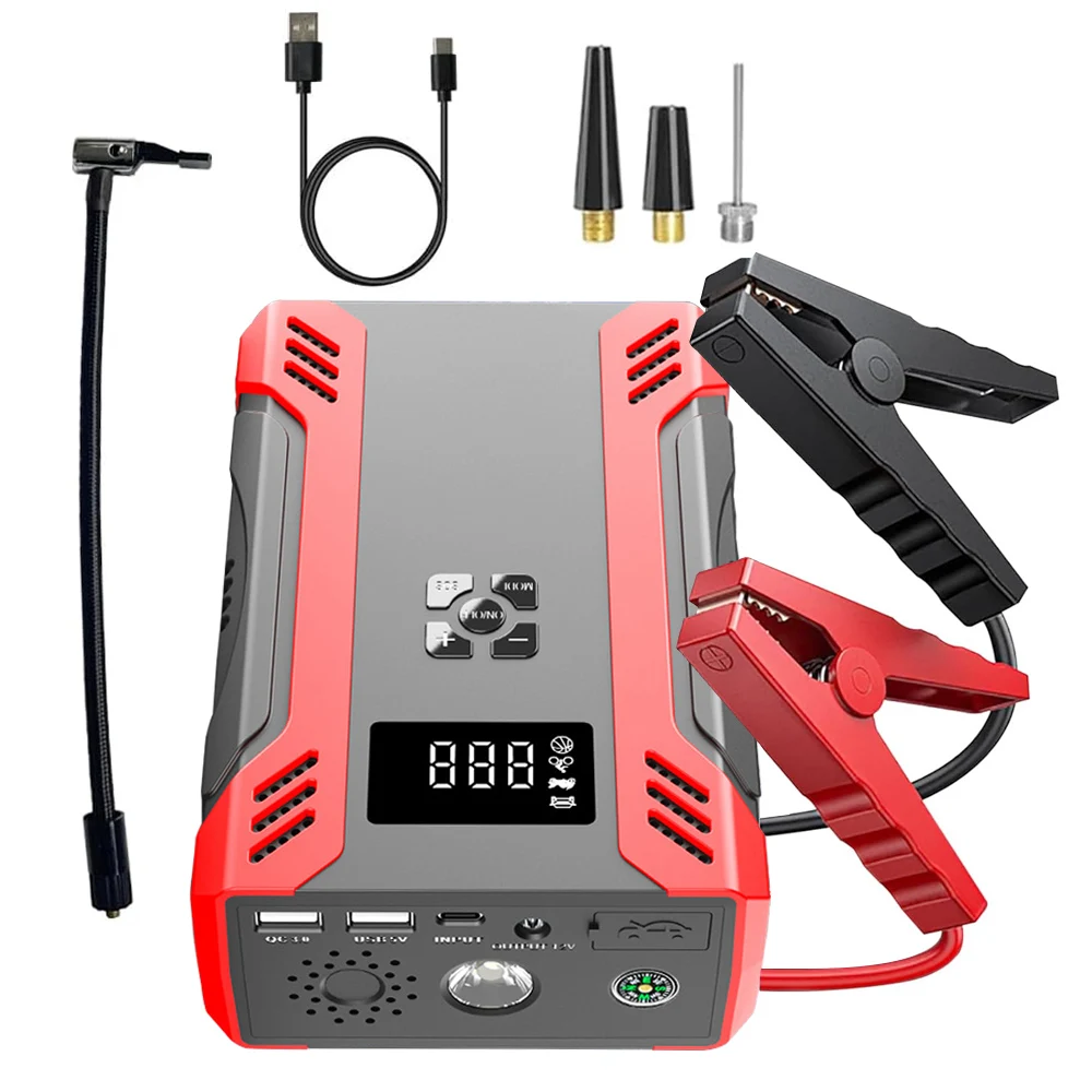 Portable 150psi air compressor and jump starter all in 1 car power bank jamper battery jump starter with compass