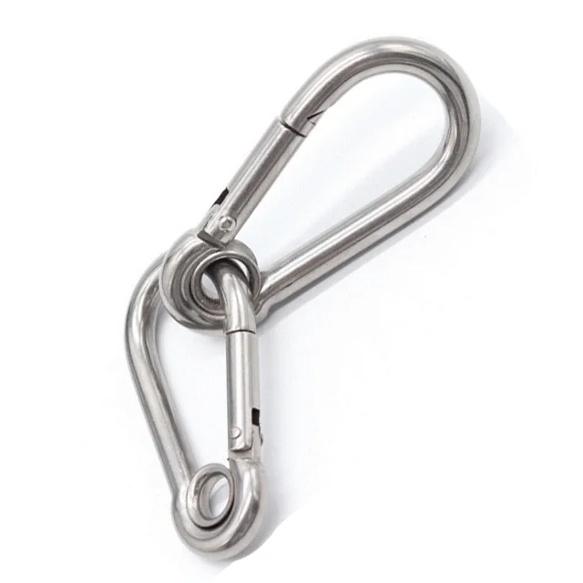 High quality ss 304 safety M11 snap hook with holes Stainless Steel Spring Snap Hooks with Eyelets and Screw Nuts made in China