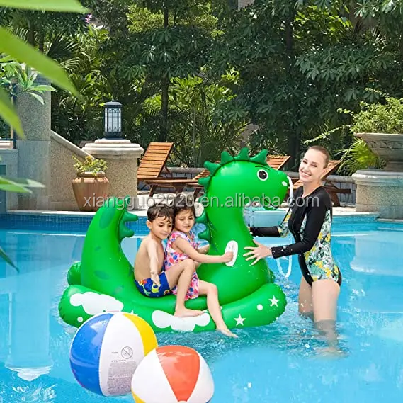 Water Toys Custom Inflatable Pool Animal Toy Kids Dinosaur Surfing Pool Seating Chair Dinosaur Pool Float