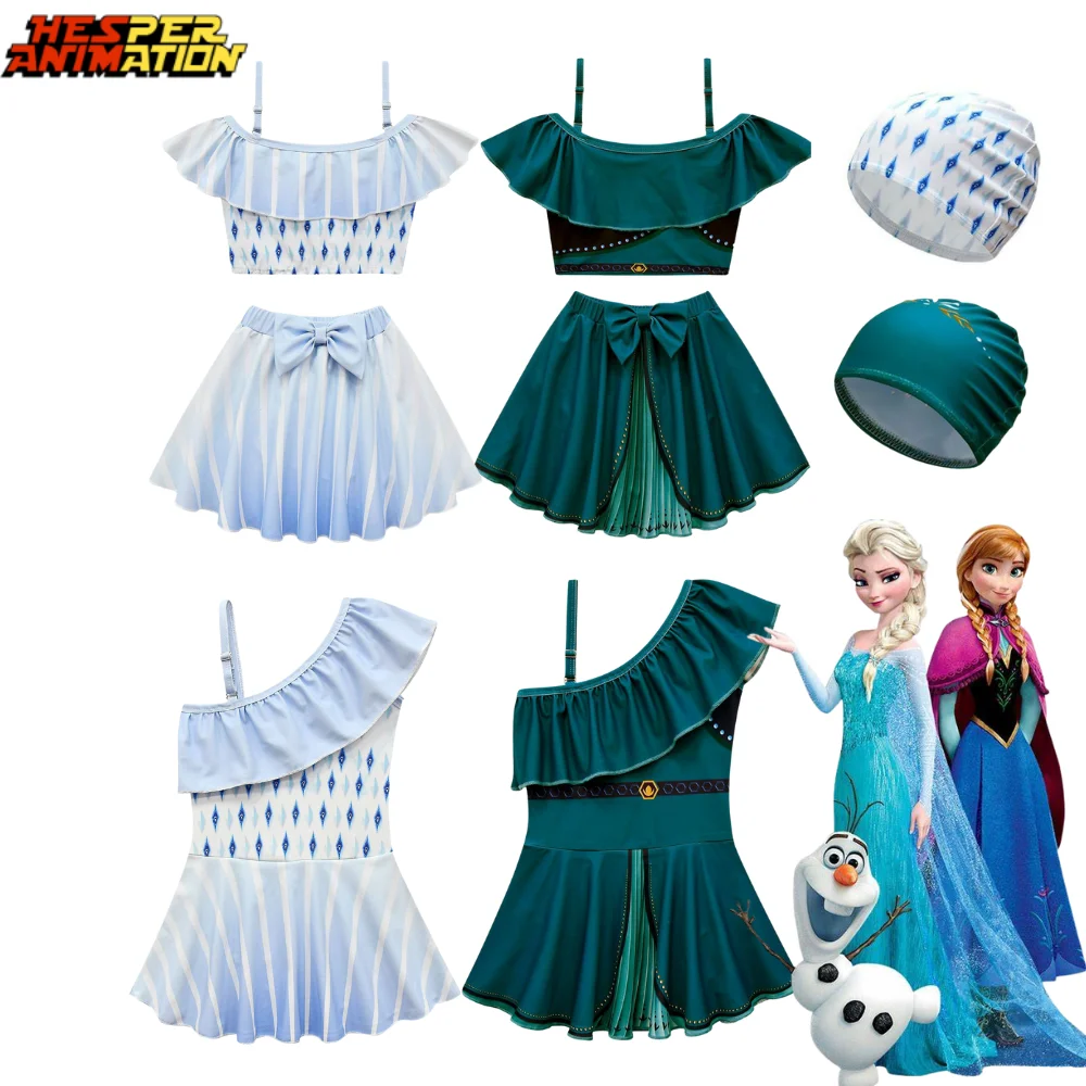 2023 Elsaed jean Movie Frozened Kids Designer Swim Suits Kids Swimwear Cartoon Girls Bikini Elsaed Swim beach Dress For Girls