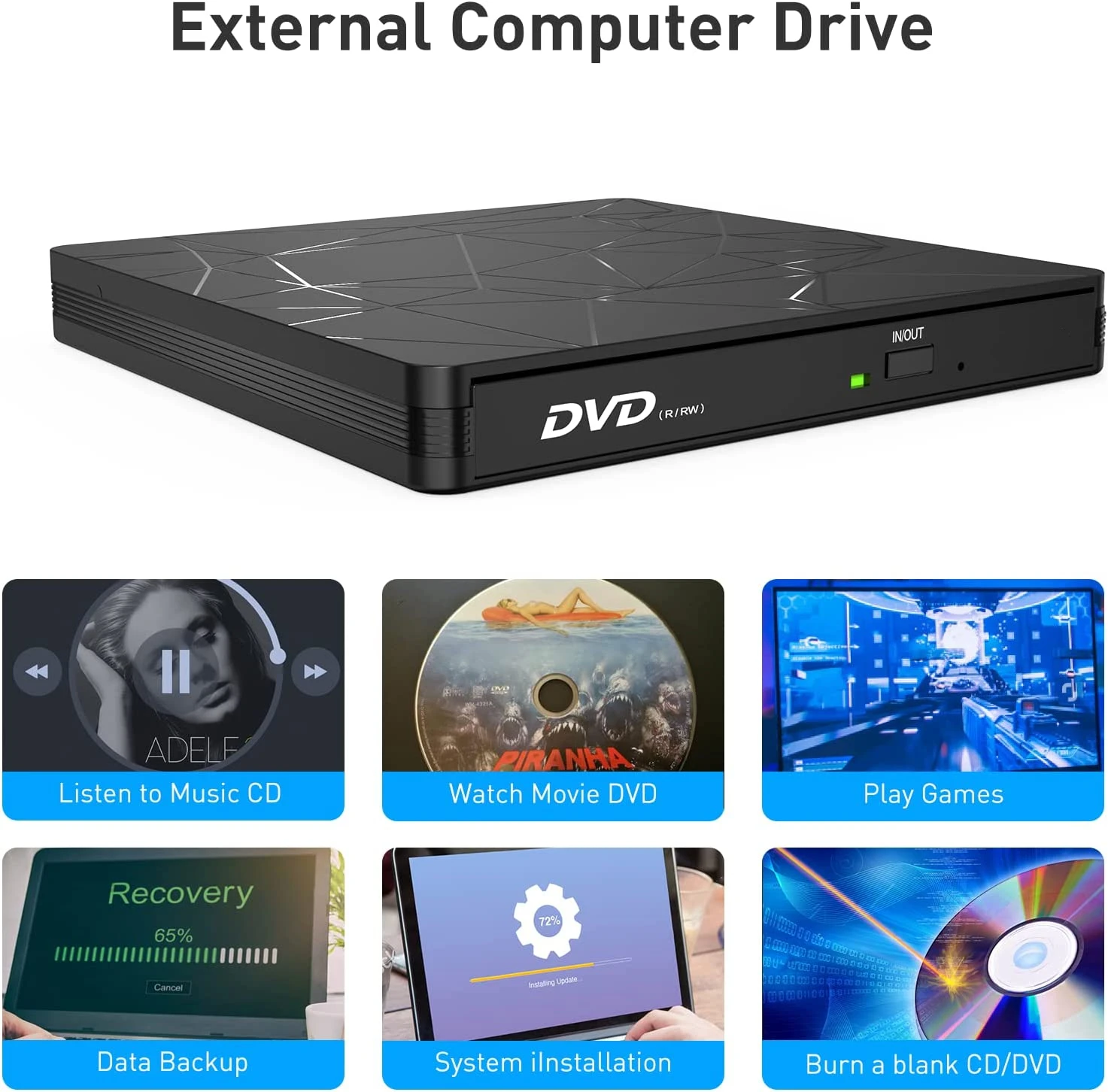 Внешний DVD-плеер и горелка DVD/CD-привод для ноутбука Macbook внешний DVD-горелка черный