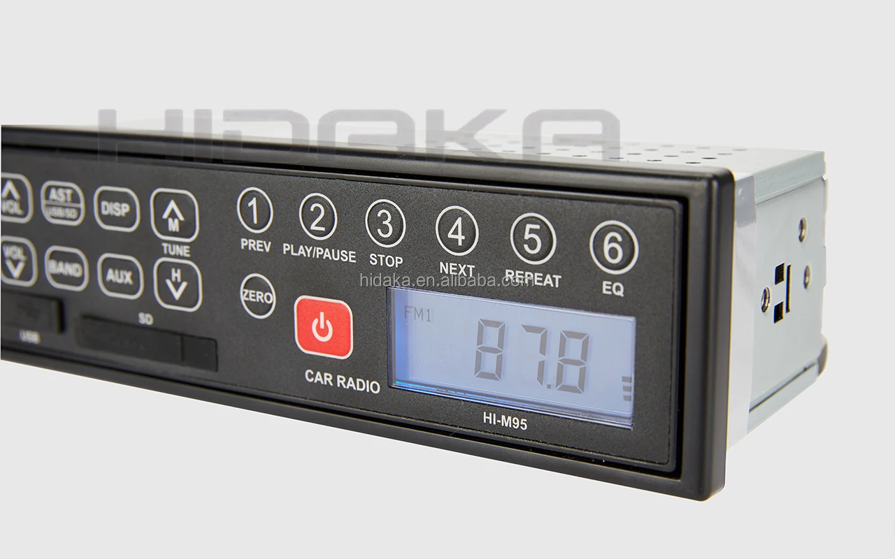 HIDAKA M95 1Din FM Car radio In-Dash with USB SD for Sumitomo Takeuchi Hitachi Komastu Excavator 12V 24V IP6X Real Time Clock
