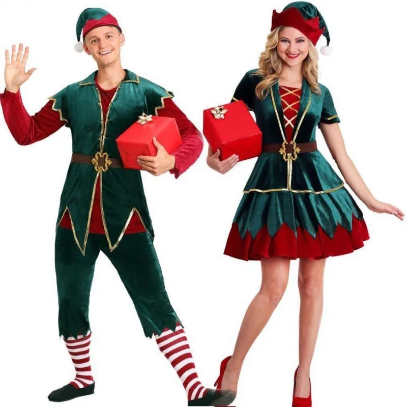 2022 New Christmas Clothes Set Hot Sale Green Christmas Clothes Men and Women Couples Christmas Clothes