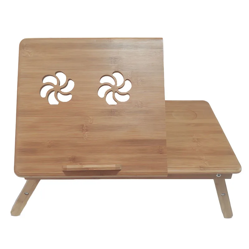 Foldable bamboo laptop table lazy bed table with adjustable lift