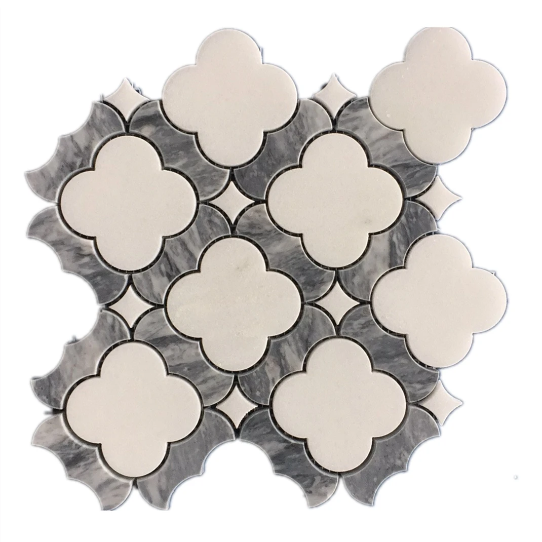 New design marble mosaic tile 3D scenery Athens grey and wooden grey