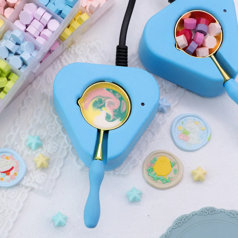Handmade DIY Lacquer Stamp Set Electric Melting Furnace Wax Bead Melting Furnace Spoon Handle Pad Stamp Head Envelope Sealing