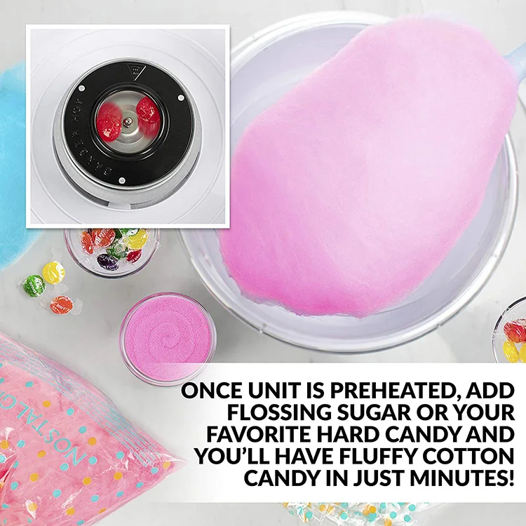 Commercial Electric Cotton Candy Machine Snack DIY Hard and Sugar Free Countertop Cotton Candy Maker For Children