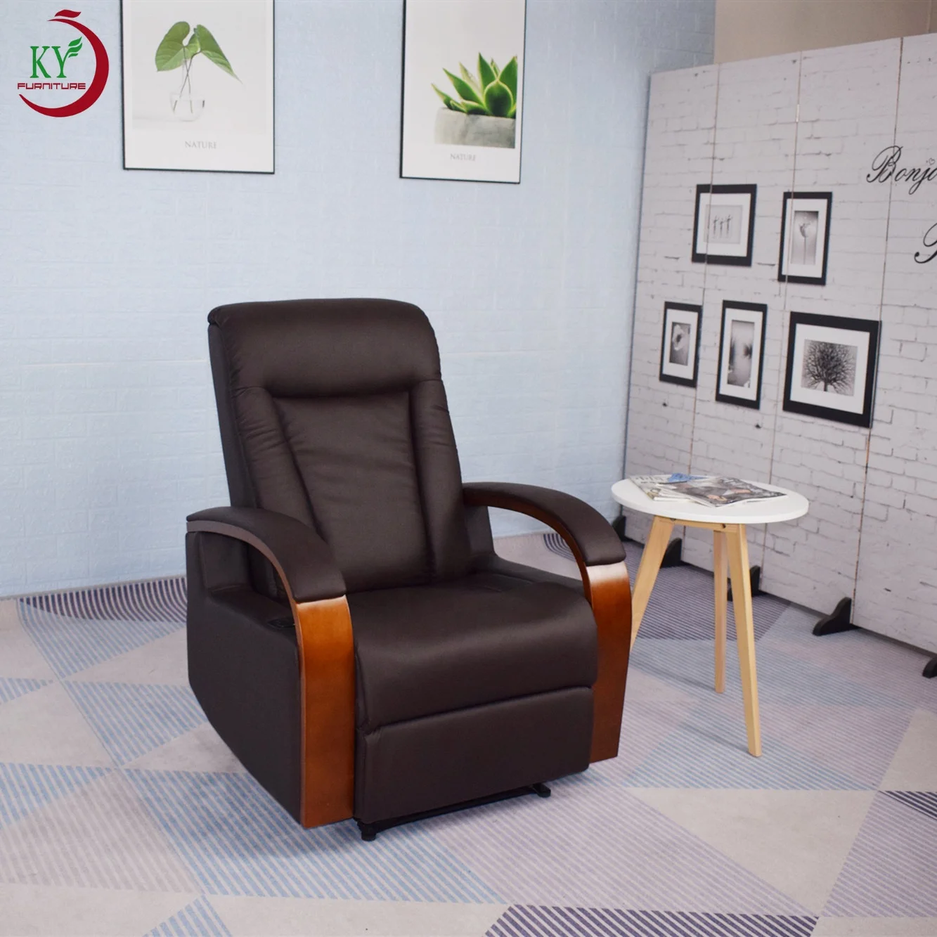 Geeksofa  Home Theater Adjustable Comfortable Relaxing Leather Sofa With Rotating Manual American Recliner for the Elderly