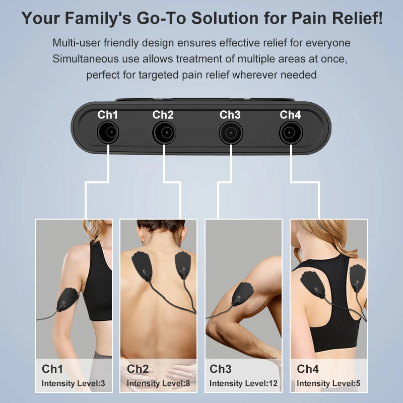 Professional Portable TENS Machine Nerve Pain Relief Muscle Stimulation Lower-Frequency Pulse Massager with Adjustable Settings