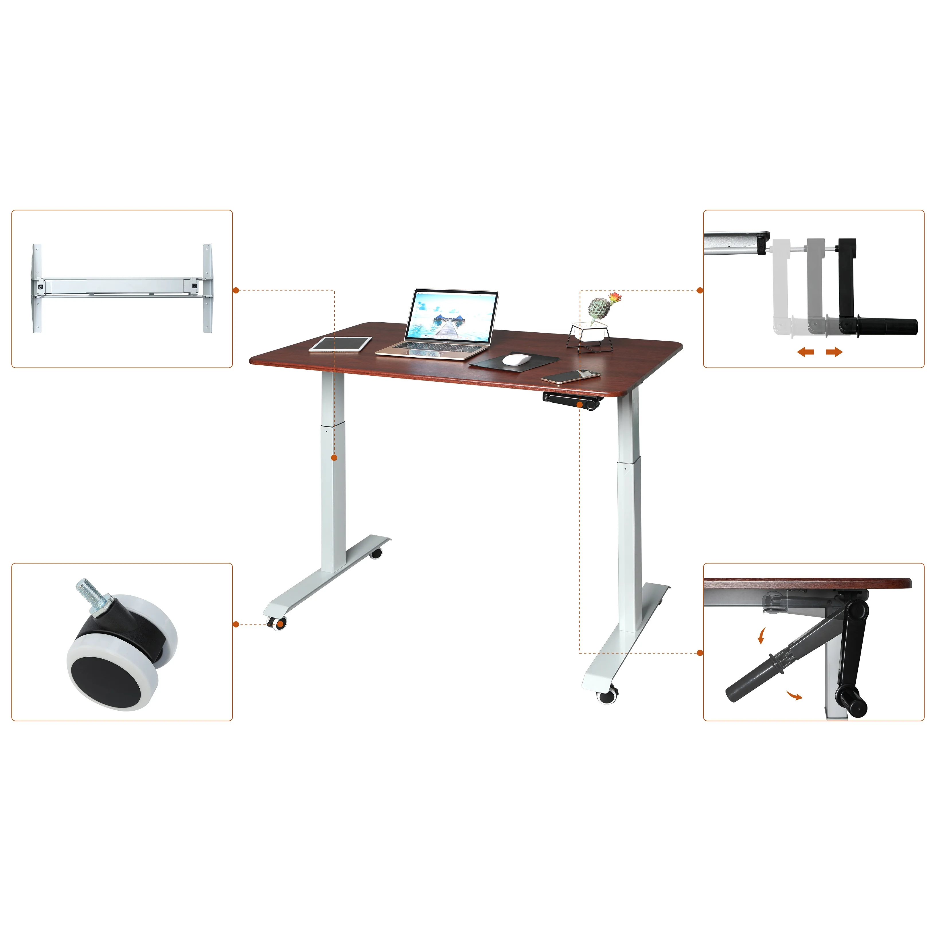 folding wholesale Extendable ergonomic adjustable height hand crank standing desk frame