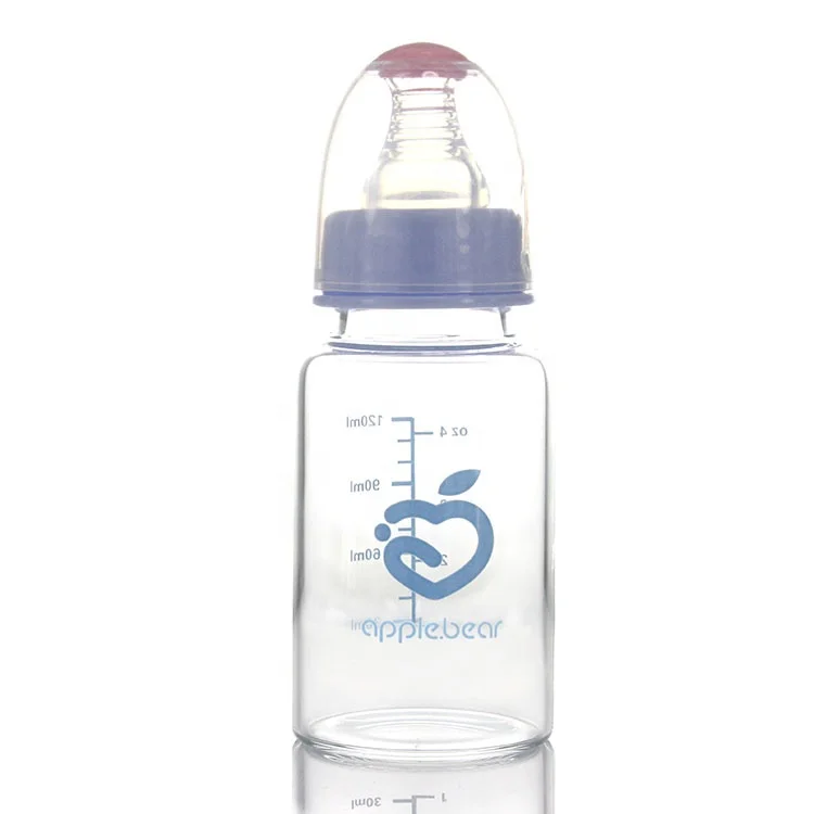 standard caliber Newborn anti-fall glass juice baby bottle wholesale 120 ml