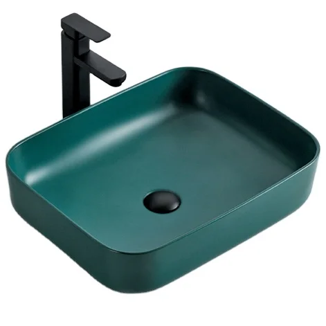 Rectangular Ceramic Countertop Models Lavatory Sink Price Green Color Wash Basin Pedestal Height Bathroom New Style Ware Basin