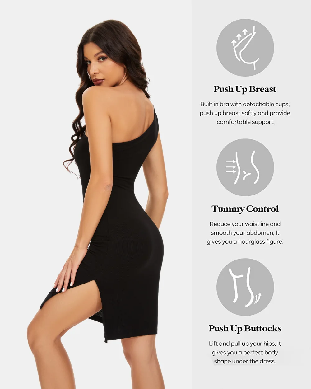 private logo 8 In 1 Seamless Backless Maxi Modal Soft Slip Lounge Shaper Dresses V Neck Bodycon Built In Shapewear Dress
