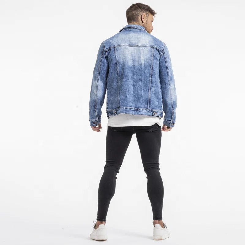 Stylish Ripped Multi Pocket Jackette Winter Wind Proof Denim Jacket Coat Custom Jackette For Men