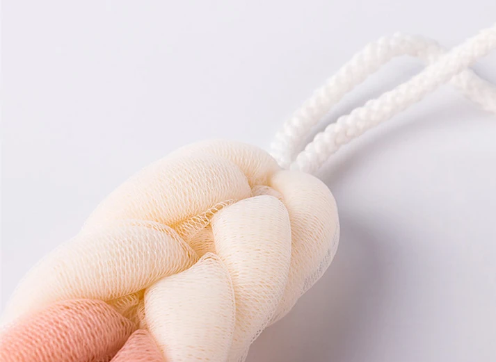 Wholesale price eco friendly long shaped mesh material pink loofah bath sponge