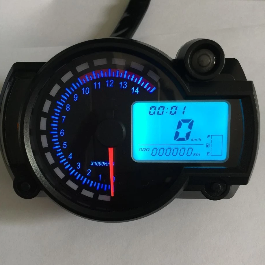 Motorcycle Digital Light LCD Speedometer Odometer Tachometer W/ Speed Sensor 7 color display oil level meter Modern Universal