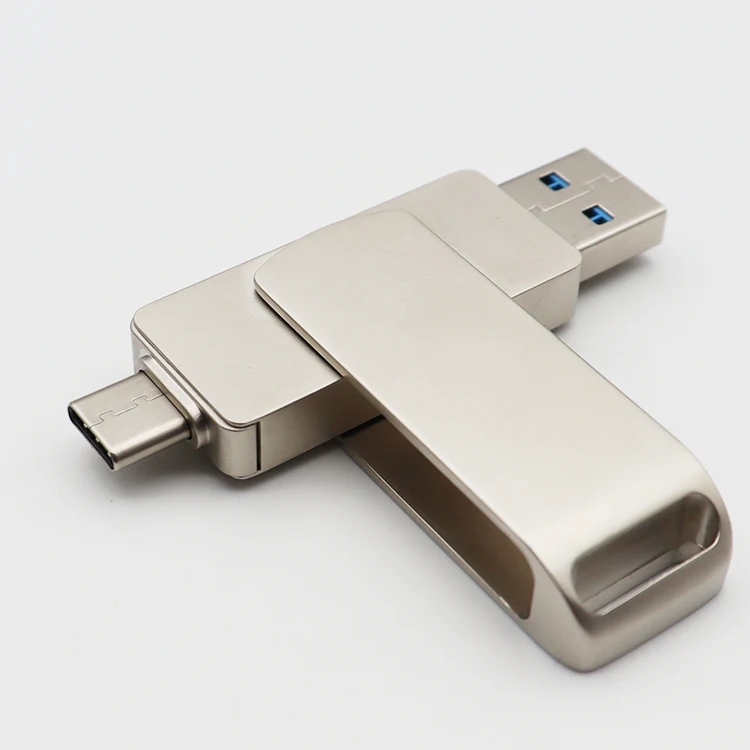 Type-c Metal Flash Drive 2 in 1 OTG  2.0 3.0 U Disk Customized LOGO Memory Stick 8GB 32GB 64GB 128GB 256GB 1TB USB C Stick