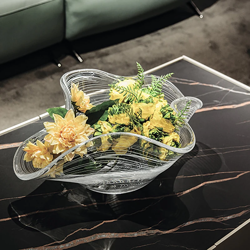 Large ship shape white silk vegetable compote crystal glass double layer dry fruit plate decoration tray