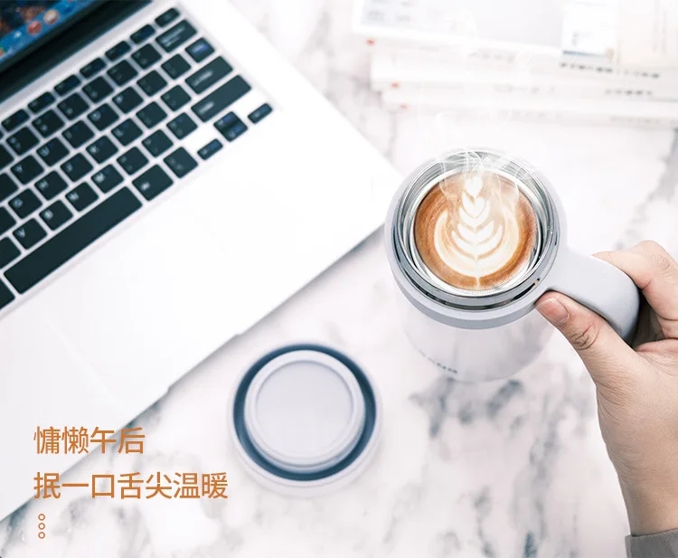 IMOGY 2024 New Arrivals 450ml Double Wall Stainless Steel Collapsible Cup Lids Handle Office Cup Coffee Tea Metal Thermos Logo