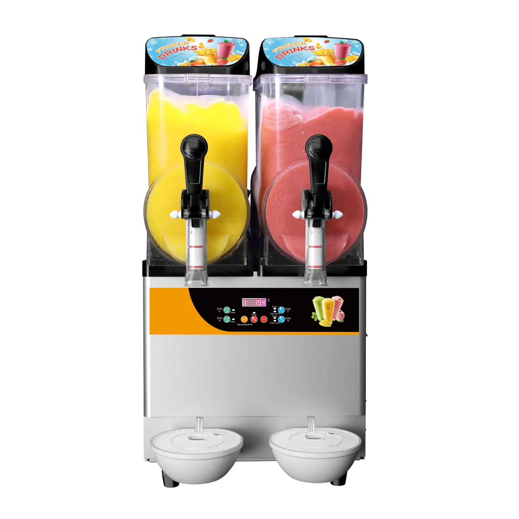 Commercial Slush Making Machine 12L x 2 Tanks Snow Frozen Drink Slushy Smoothie Maker With Led Light
