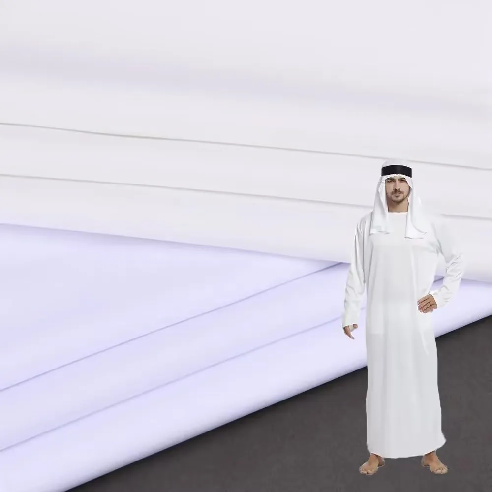 Thobe Arabic Fabric 100% Polyester Ring Spun Fabric 32*150D 90*78 Plain Toyobo Fabric for  Middle East market