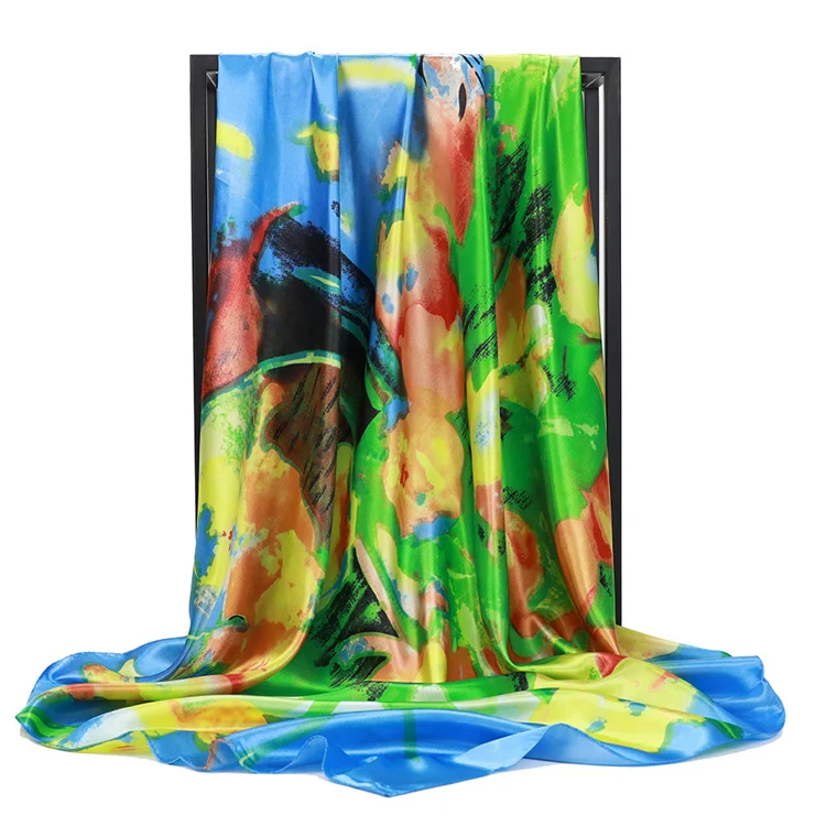 90*90 Luxury Silk Material Brand Letter C Style New Current Long Summer Scarves For Women