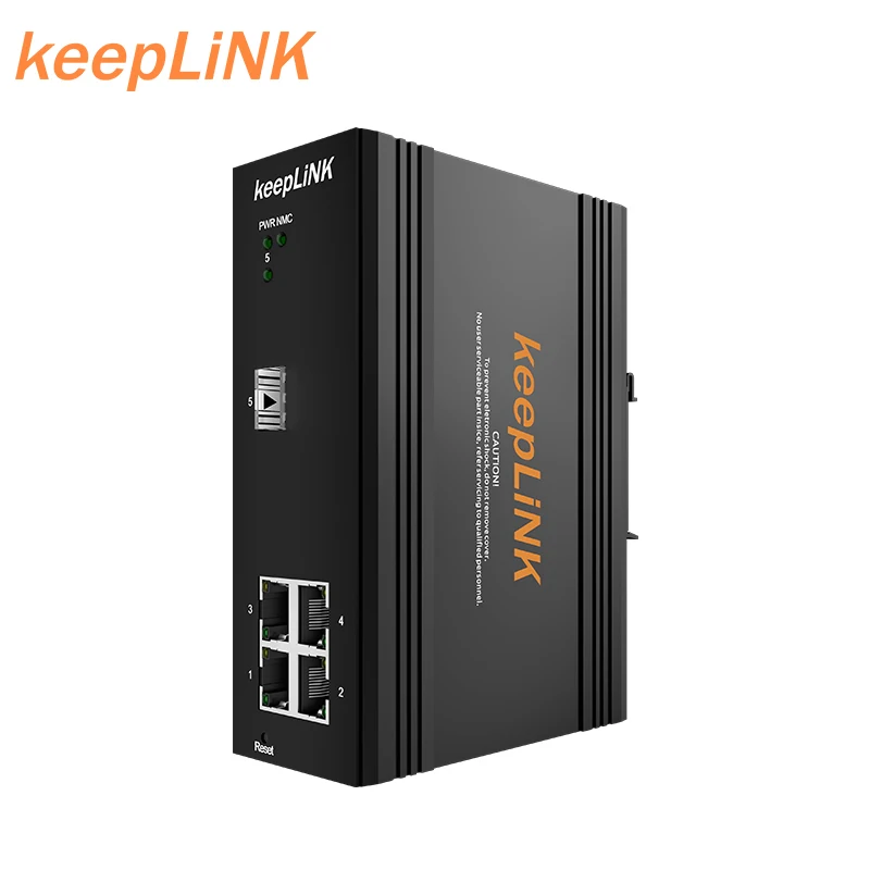 Управляемый коммутатор POE/PoE + IP40 Gigabit SFP L2 KEEPLINK, 5 портов, промышленного класса